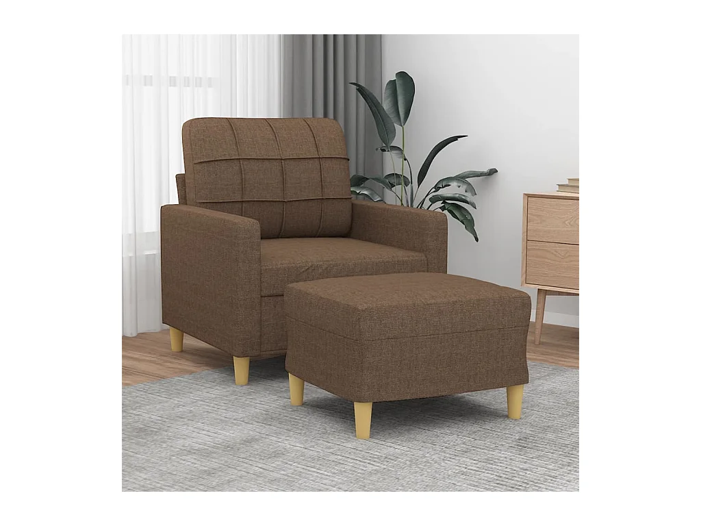 Fauteuil avec repose-pied Marron 60 cm Tissu