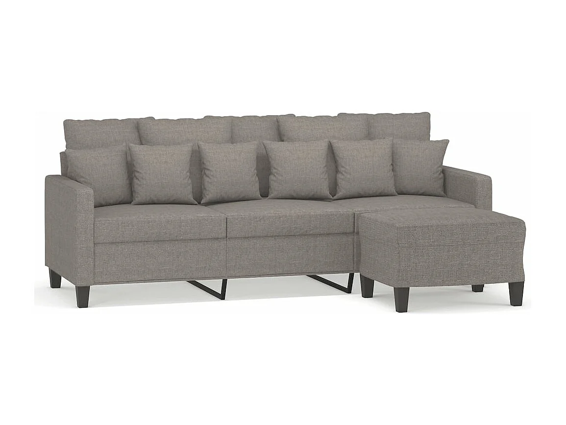 Sofá de 3 plazas con taburete de tela gris taupe 180 cm