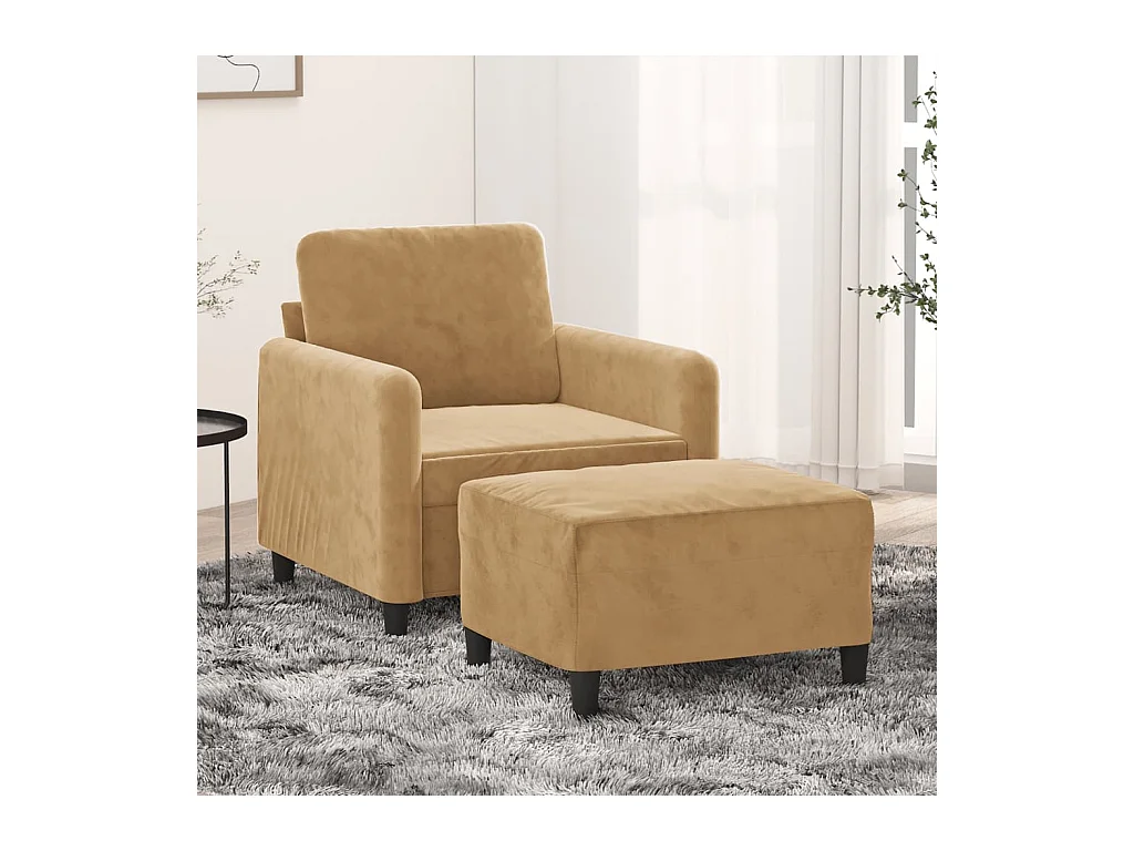 Fauteuil avec repose-pied Marron 60 cm Velours