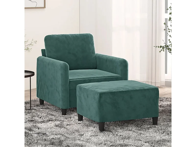 Fauteuil met voetenbank 60 cm fluweel donkergroen