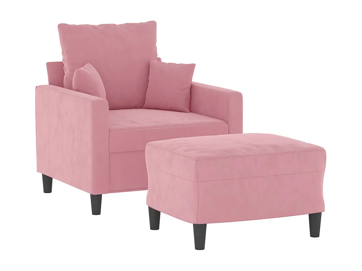 Fauteuil avec repose-pied Rose 60 cm Velours