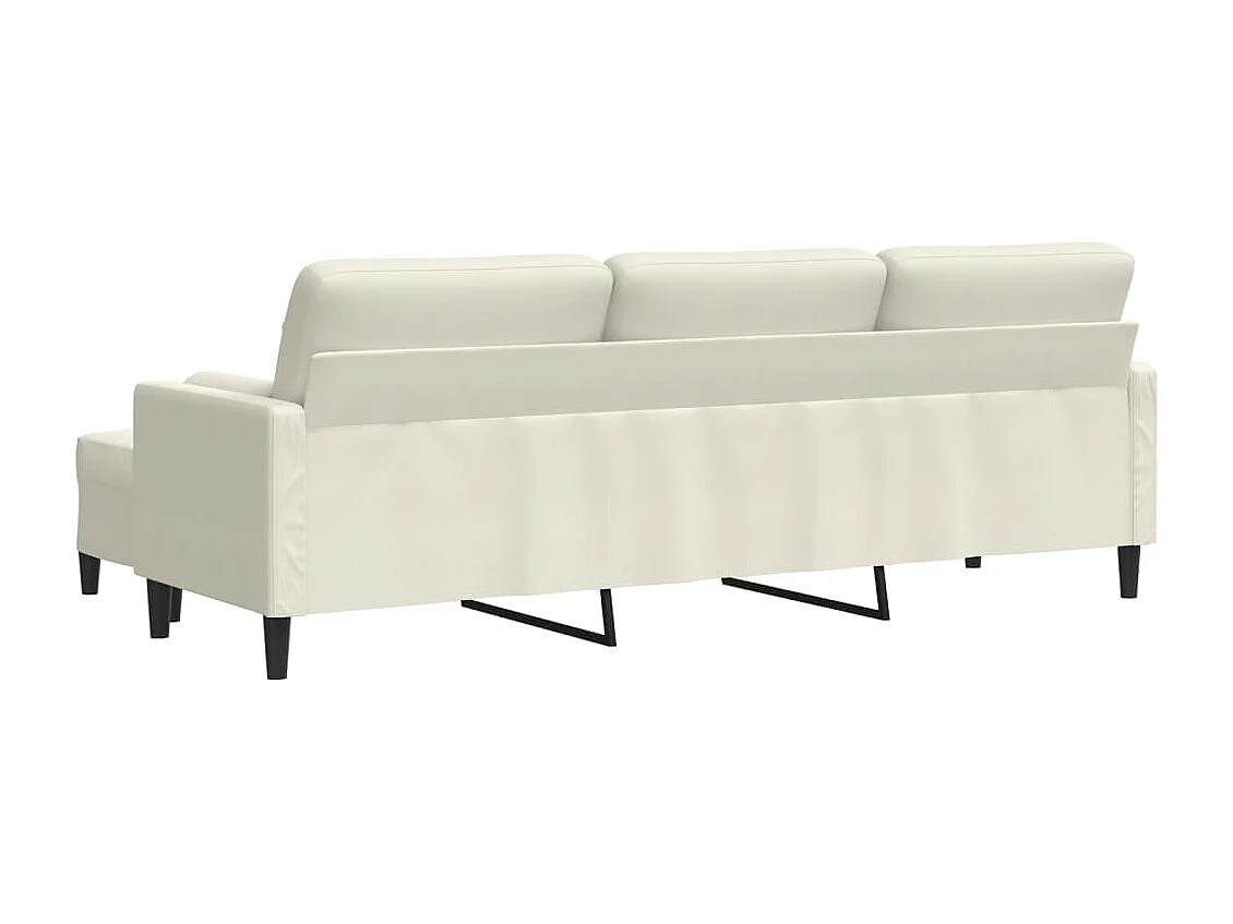 Canapé à 3 places avec repose-pieds Crème 210 cm Velours