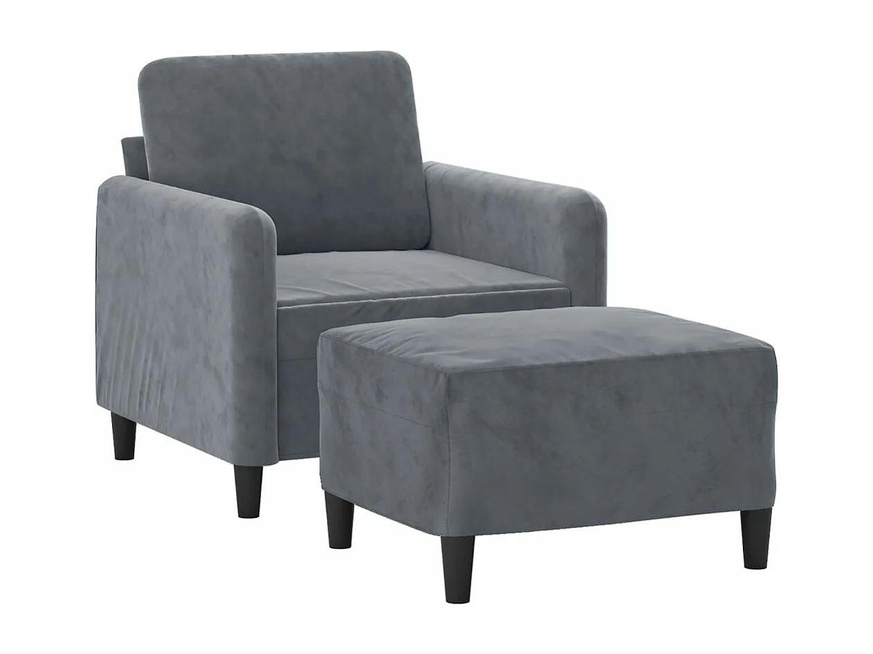 Fauteuil avec repose-pied Gris foncé 60 cm Velours