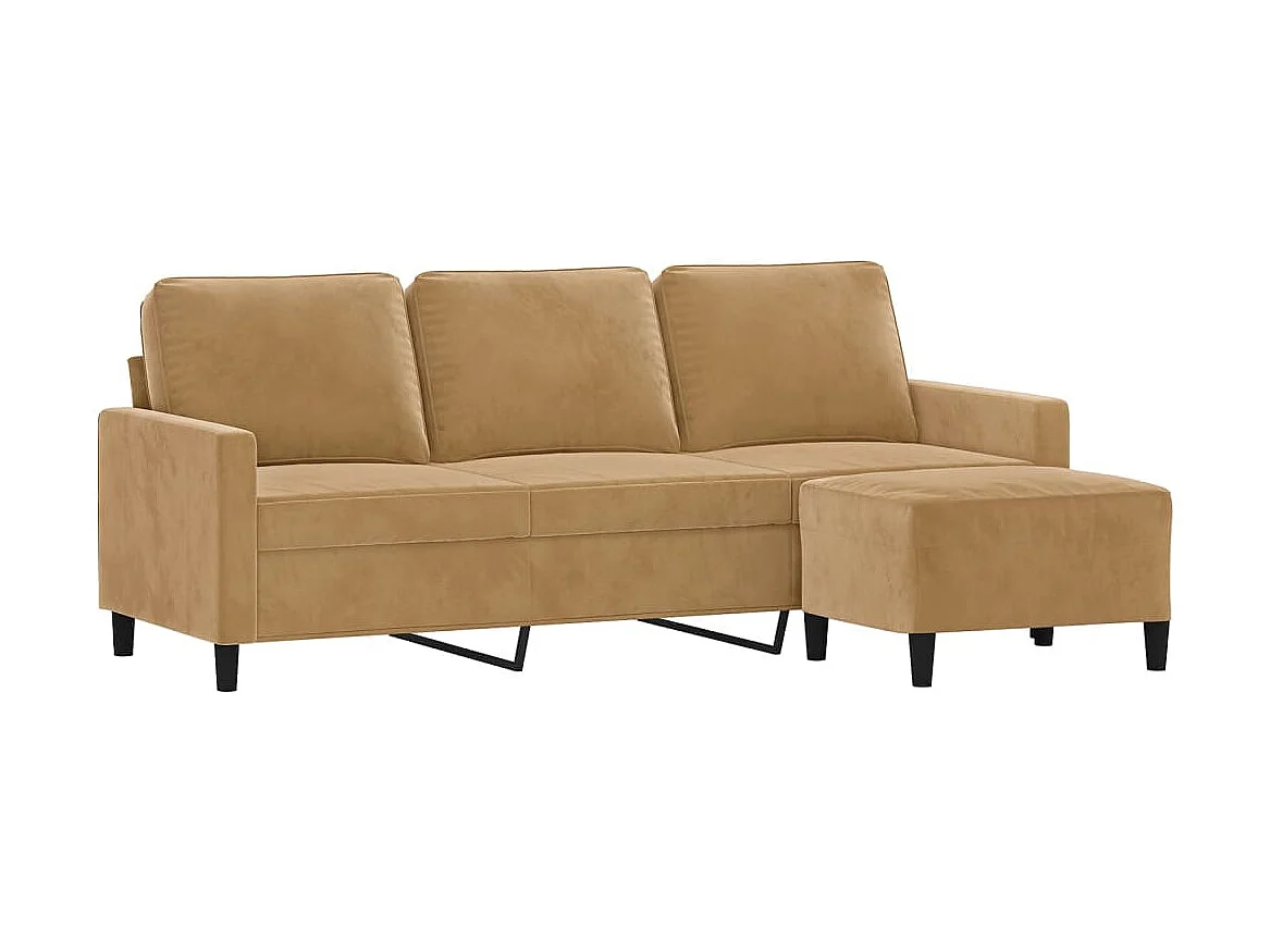 Canapé à 3 places avec repose-pieds Marron 180 cm Velours