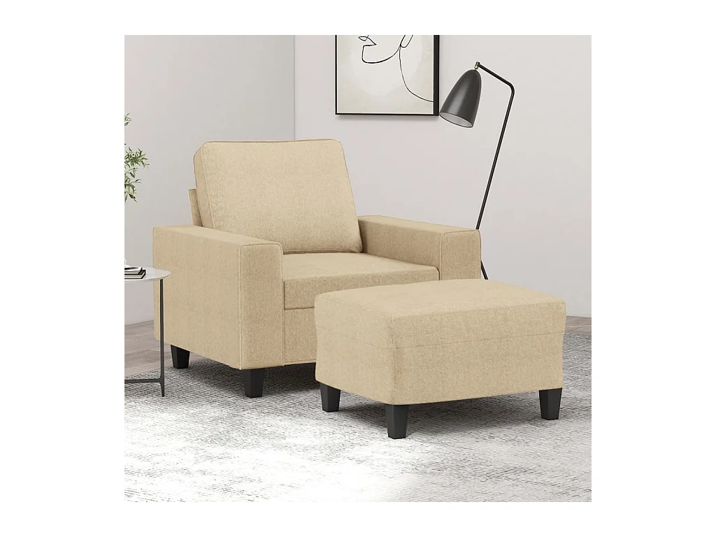 Fauteuil avec repose-pied Crème 60 cm Tissu