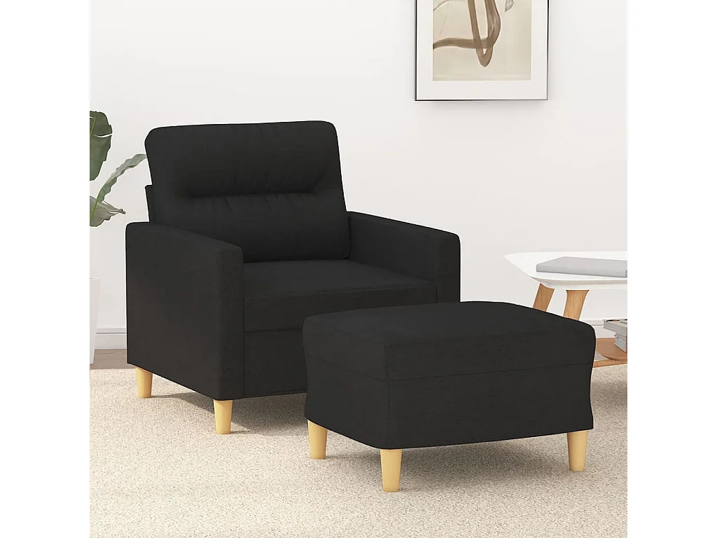 Fauteuil avec repose-pied Noir 60 cm Tissu