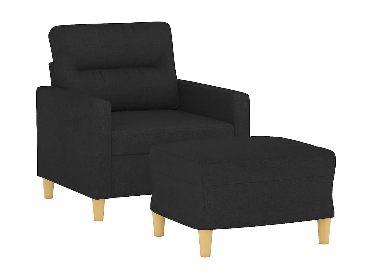 Fauteuil avec repose-pied Noir 60 cm Tissu