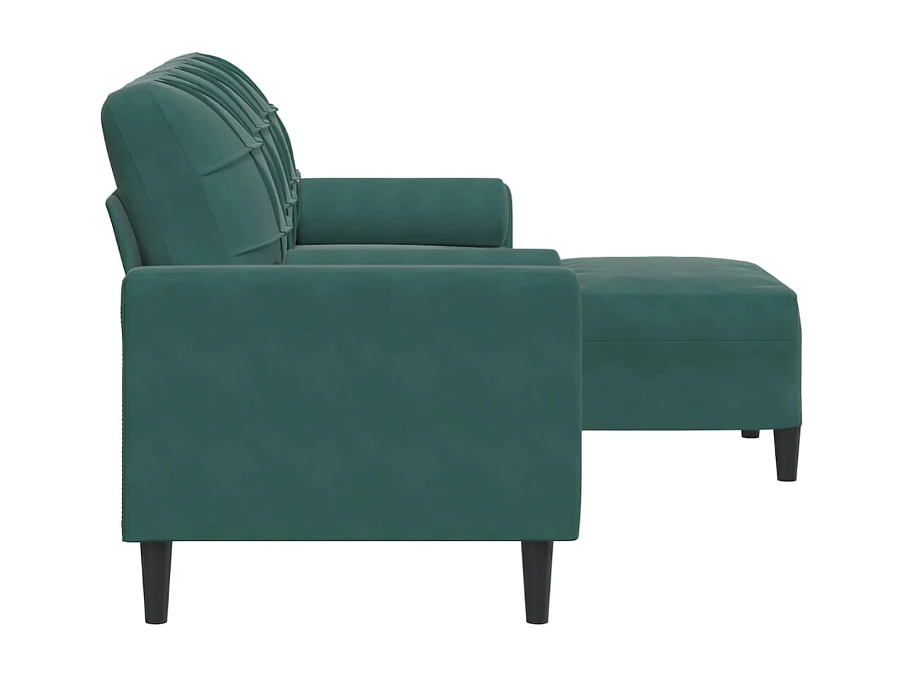 Sofá de 3 plazas con taburete de terciopelo verde oscuro 180 cm