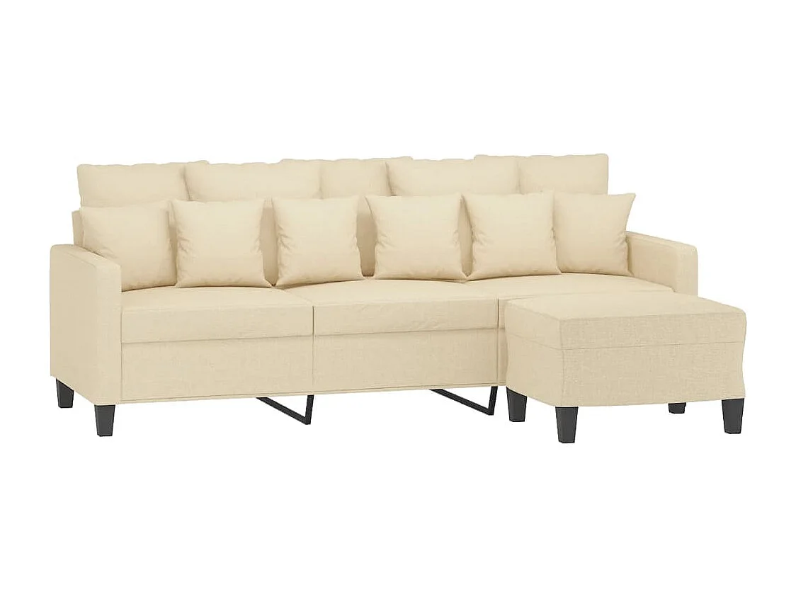 Canapé à 3 places avec repose-pieds Crème 180 cm Tissu