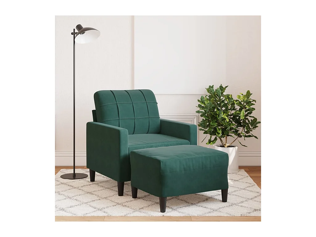 Fauteuil avec repose-pied Vert foncé 60 cm Velours