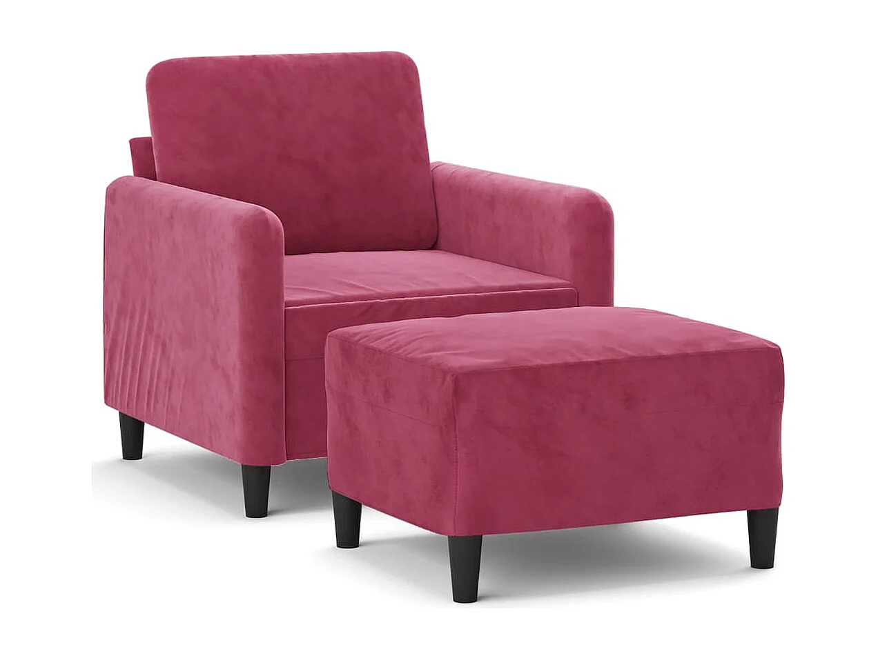 Fauteuil avec repose-pied Rouge bordeaux 60 cm Velours
