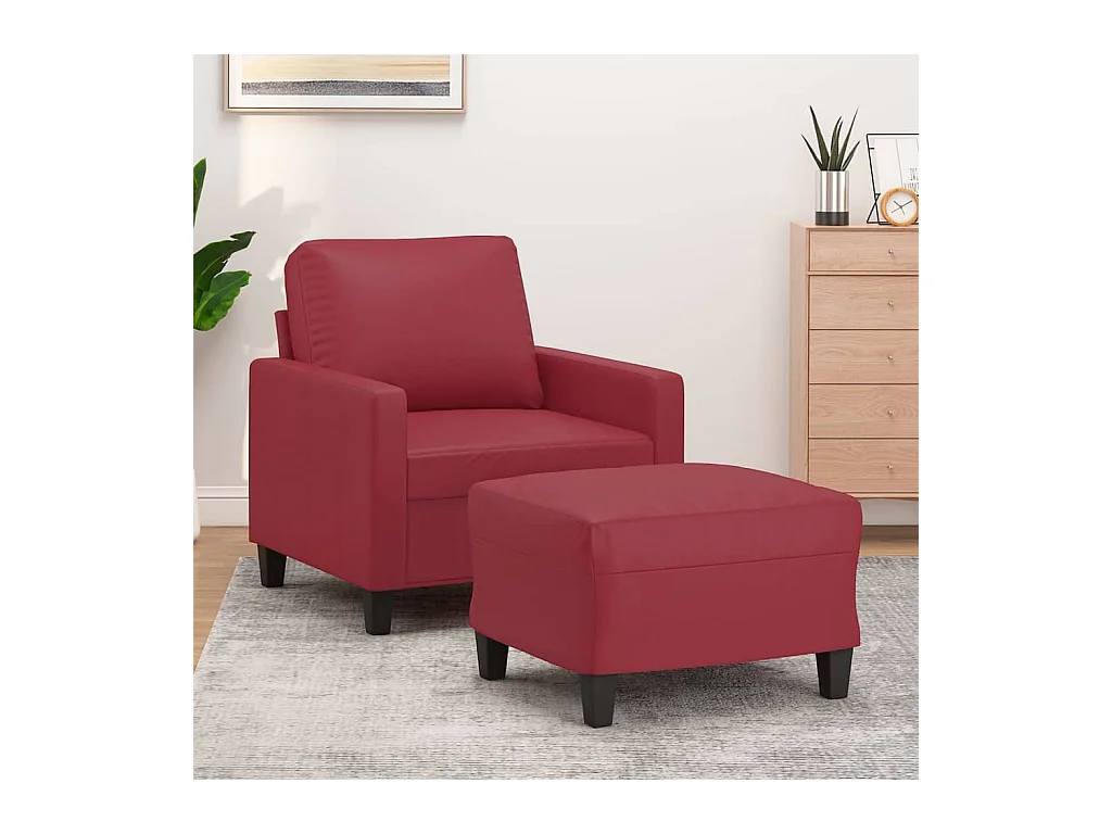 Fauteuil avec repose-pied Rouge bordeaux 60 cm Similicuir