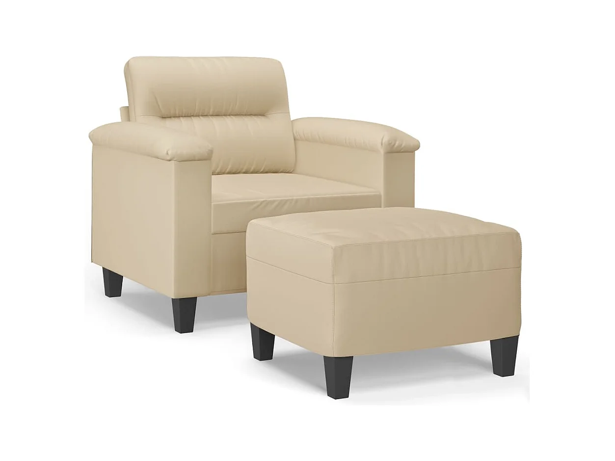 Fauteuil avec repose-pied Crème 60 cm Tissu microfibre