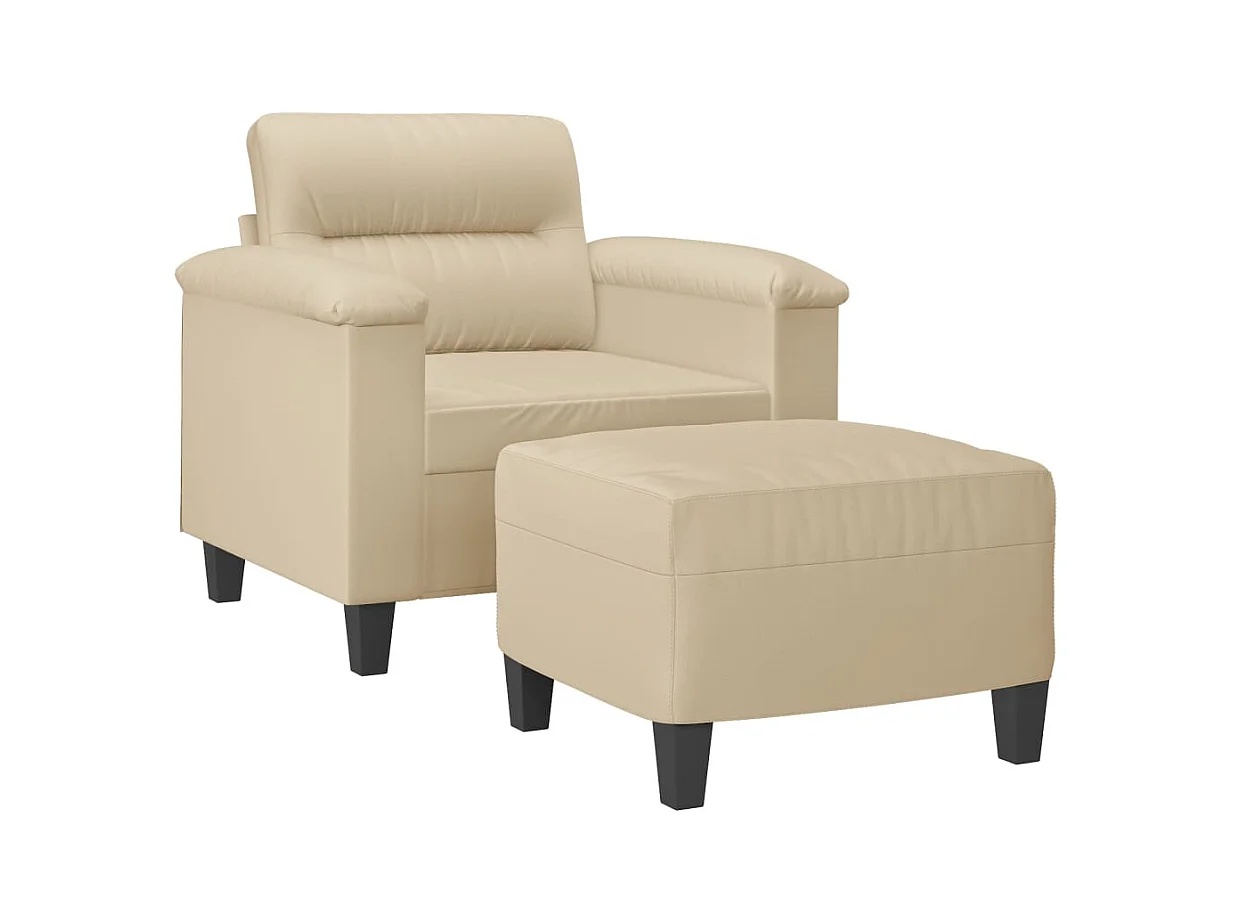 Fauteuil avec repose-pied Crème 60 cm Tissu microfibre