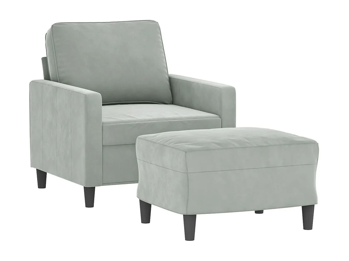 Fauteuil avec repose-pied Gris clair 60 cm Velours