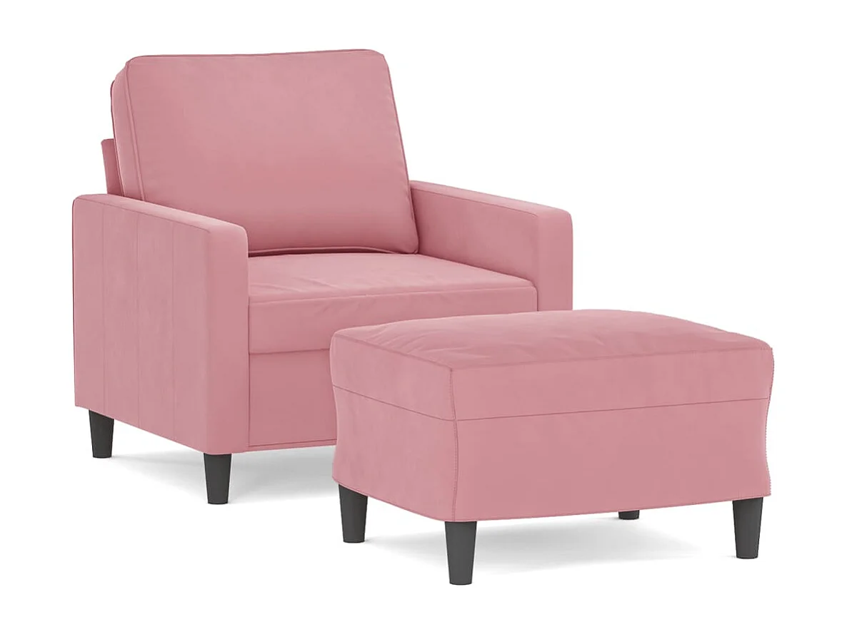 Fauteuil avec repose-pied Rose 60 cm Velours