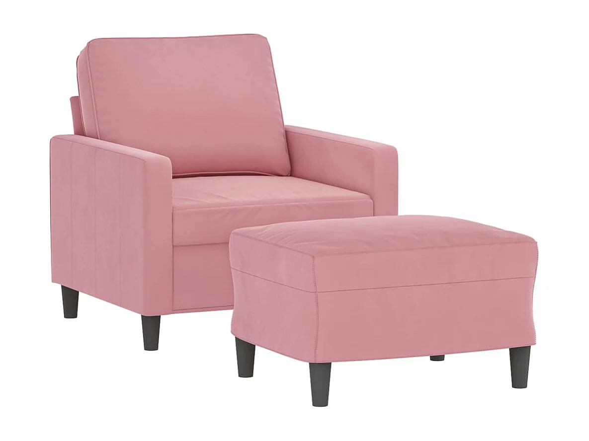 Fauteuil avec repose-pied Rose 60 cm Velours