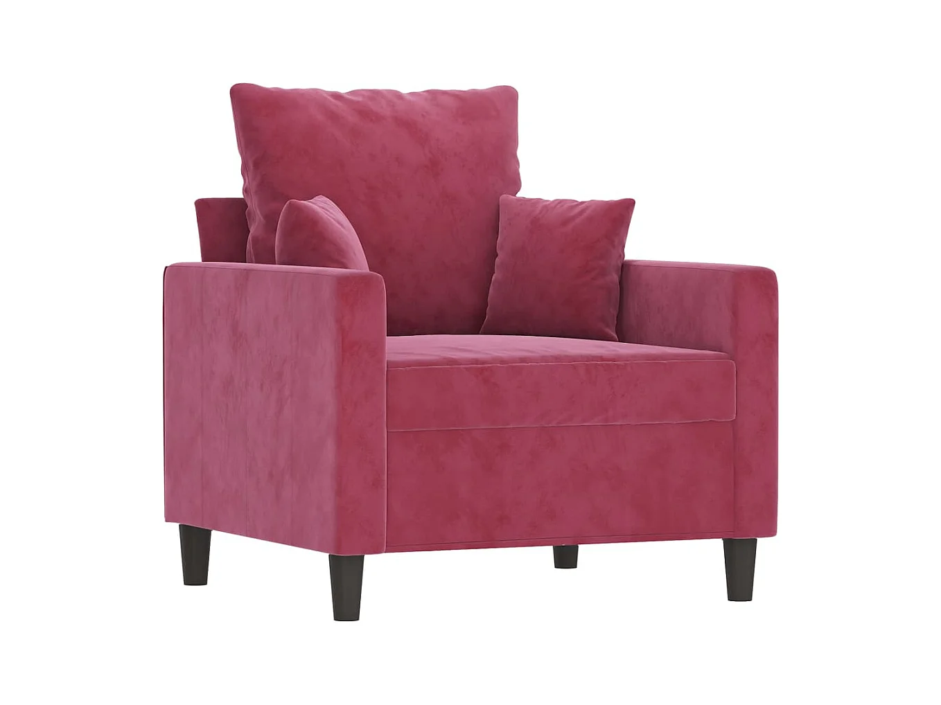 Fauteuil met voetenbank 60 cm fluweel wijnrood