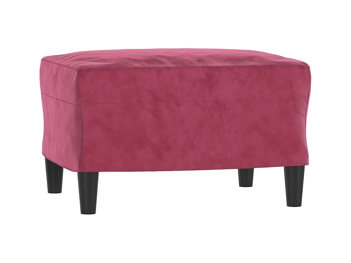 Fauteuil met voetenbank 60 cm fluweel wijnrood