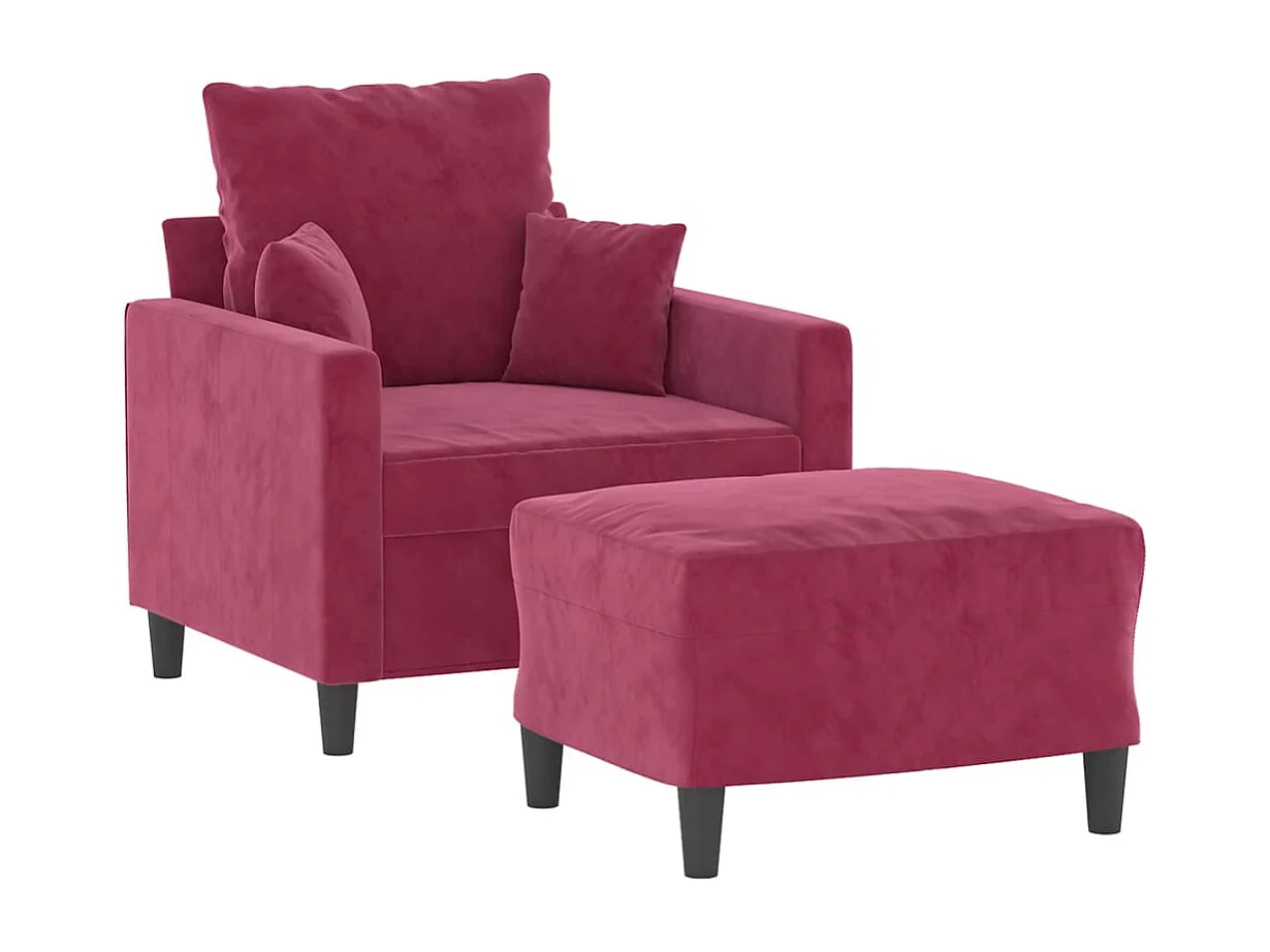 Fauteuil avec repose-pied Rouge bordeaux 60 cm Velours