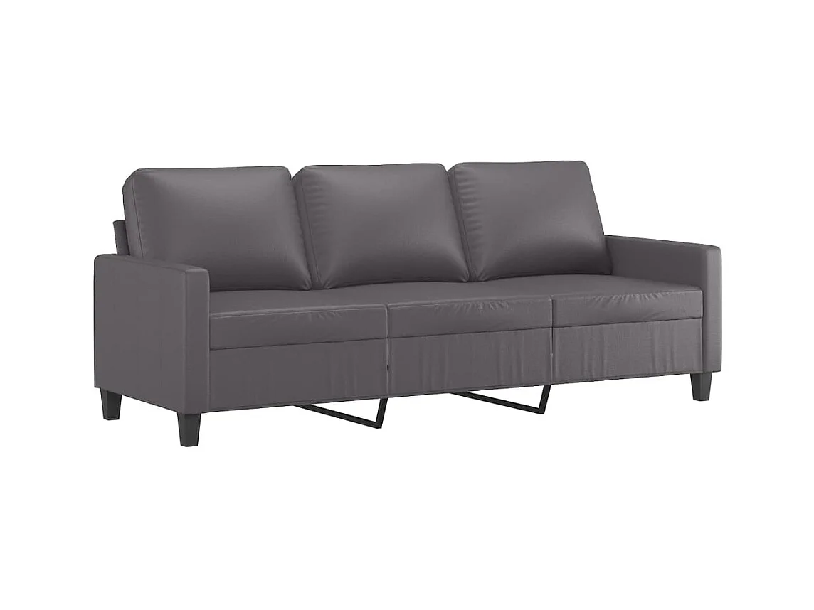 Canapé à 3 places avec repose-pieds Gris 180 cm Similicuir