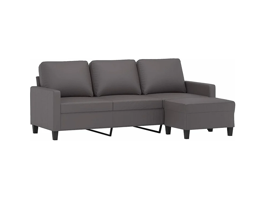 Canapé à 3 places avec repose-pieds Gris 180 cm Similicuir