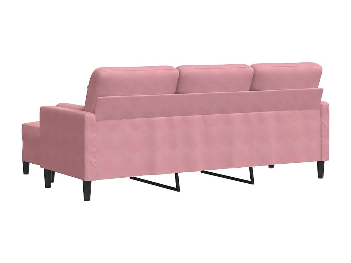 3-Sitzer-Sofa mit Hocker Rosa 180 cm Samt