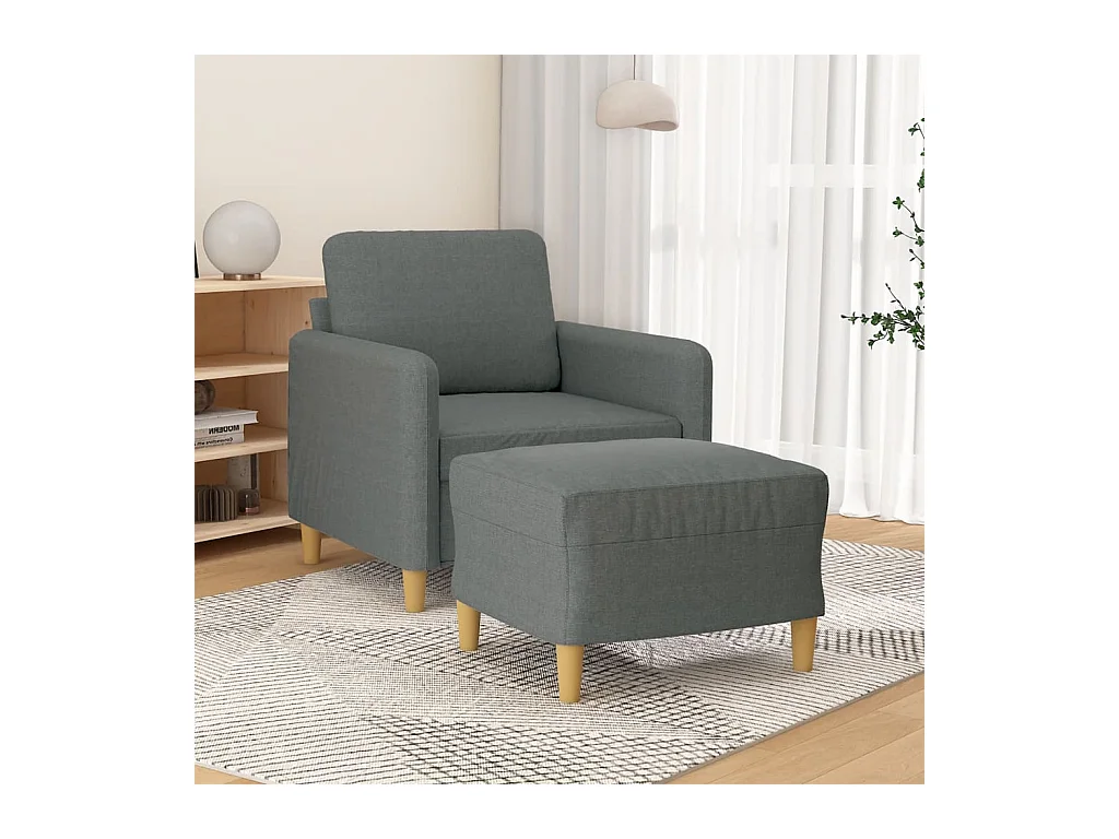 Fauteuil met voetenbank 60 cm stof donkergrijs