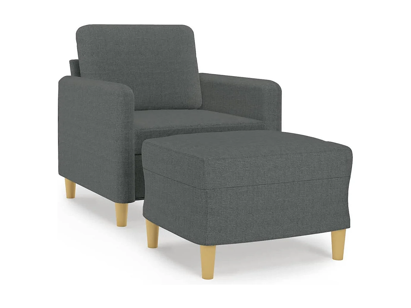 Fauteuil avec repose-pied Gris foncé 60 cm Tissu