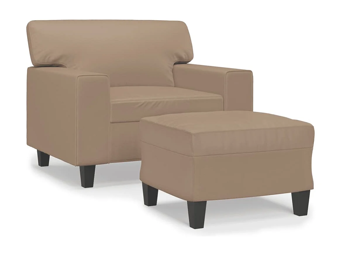 Poltrona con Poggiapiedi Cappuccino 60 cm in Similpelle