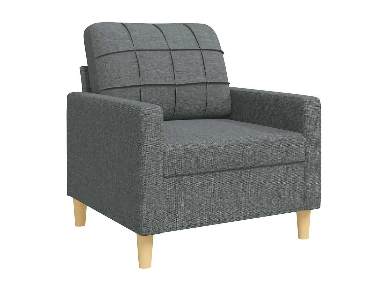 Set di Divani 4 pz con Poggiapiedi Grigio Scuro in Tessuto