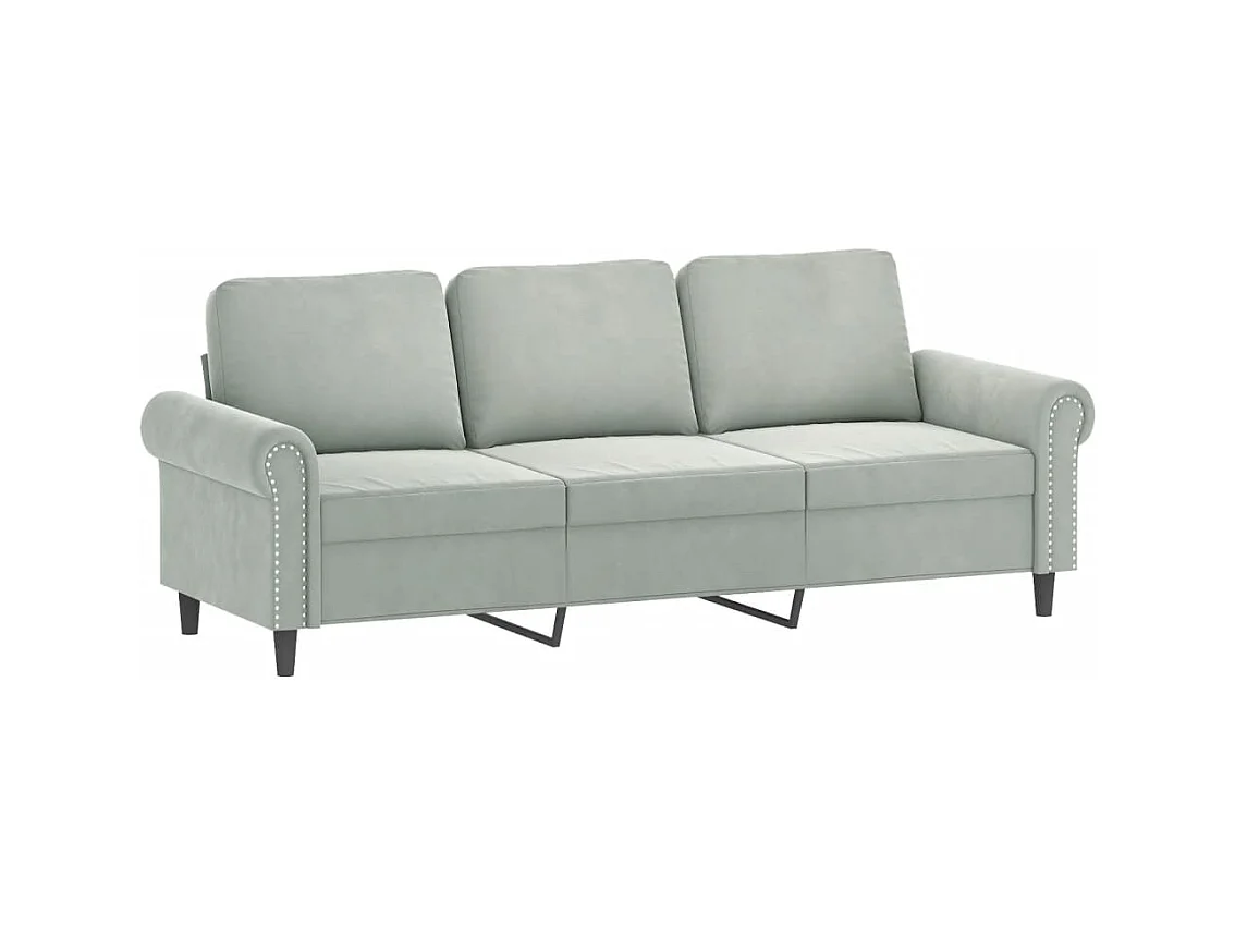 Canapé à 3 places avec repose-pieds Gris clair 180 cm Velours