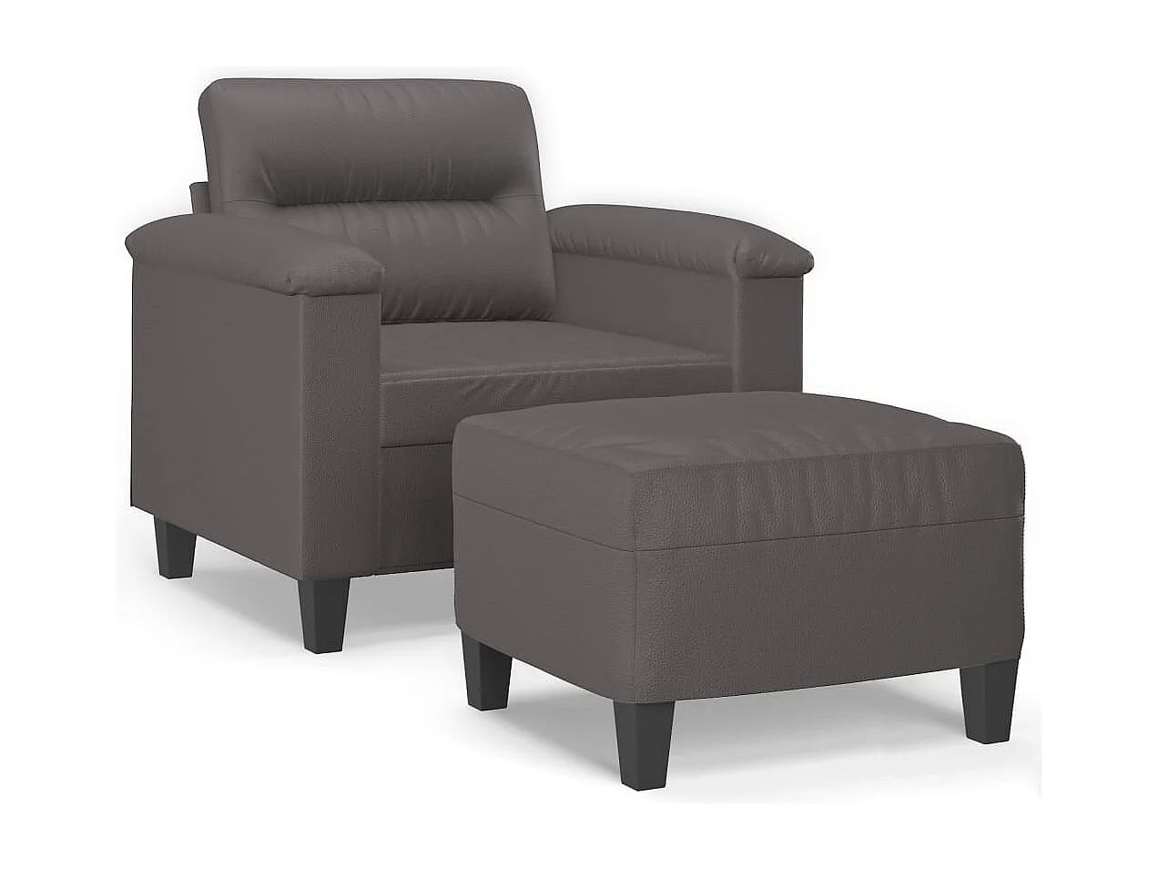 Fauteuil avec repose-pied Gris 60 cm Similicuir