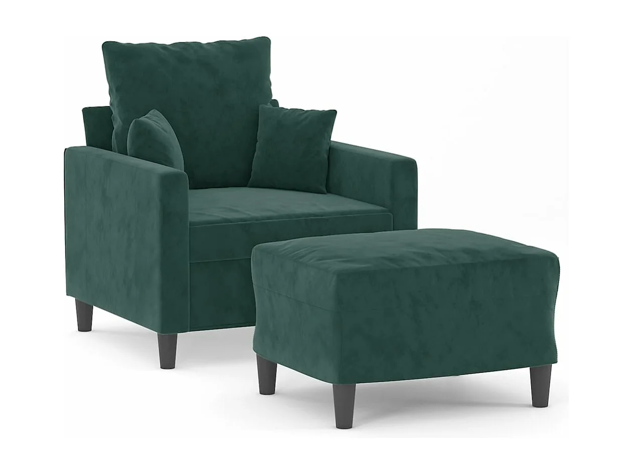 Poltroncina con Poggiapiedi Verde Scuro 60 cm in Velluto