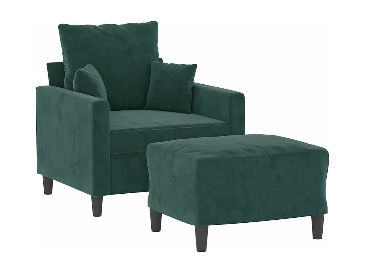 Poltroncina con Poggiapiedi Verde Scuro 60 cm in Velluto