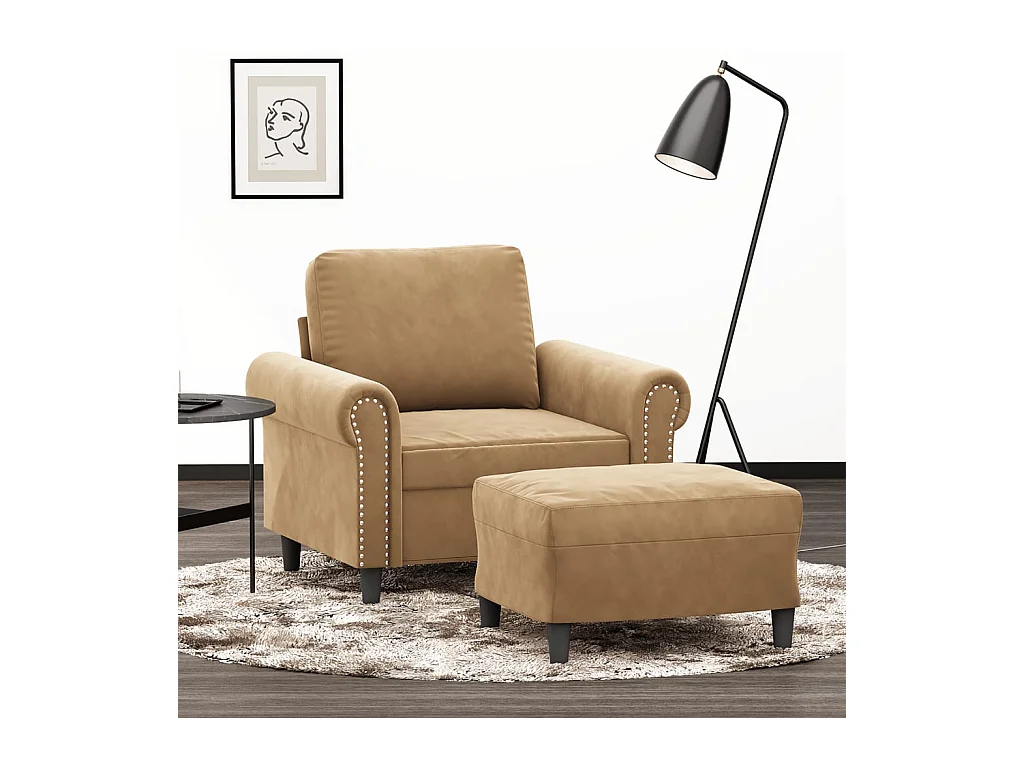 Fauteuil avec repose-pied Marron 60 cm Velours