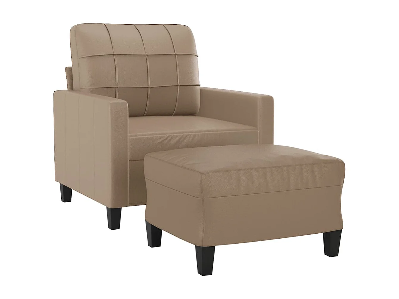 Sillón con taburete cuero sintético color capuchino 60 cm