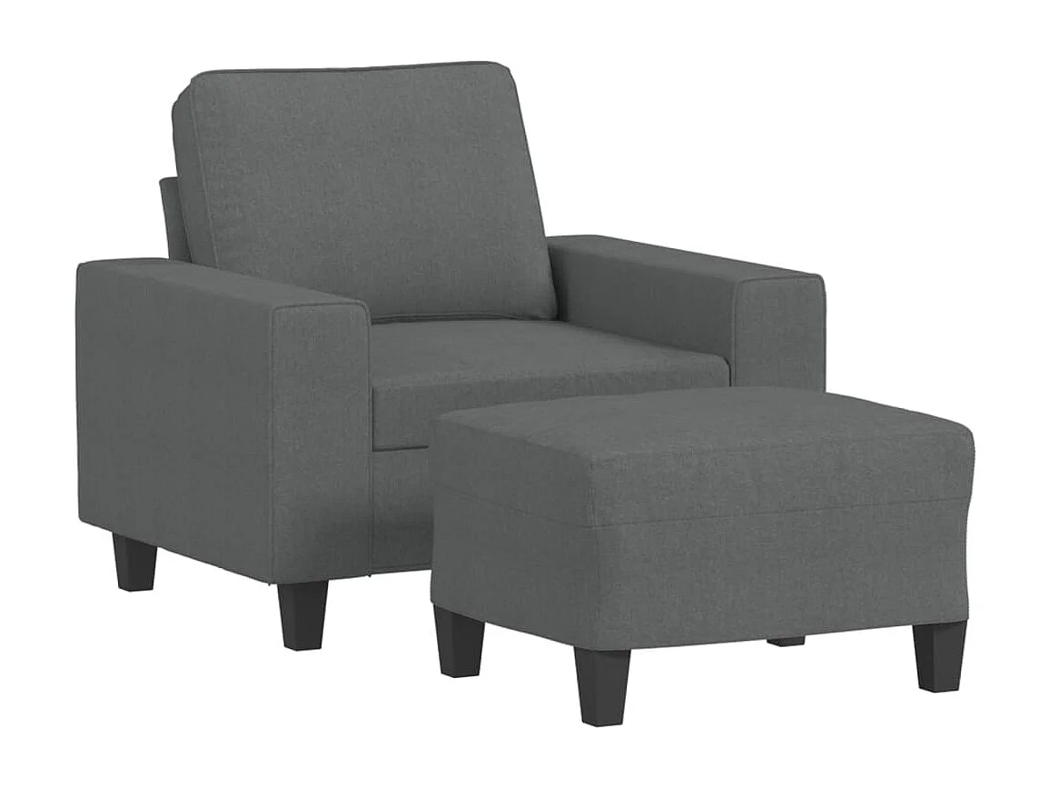 Fauteuil avec repose-pied Gris foncé 60 cm Tissu