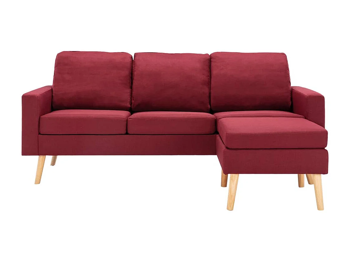 Canapé à 3 places avec repose-pied Rouge bordeaux Tissu