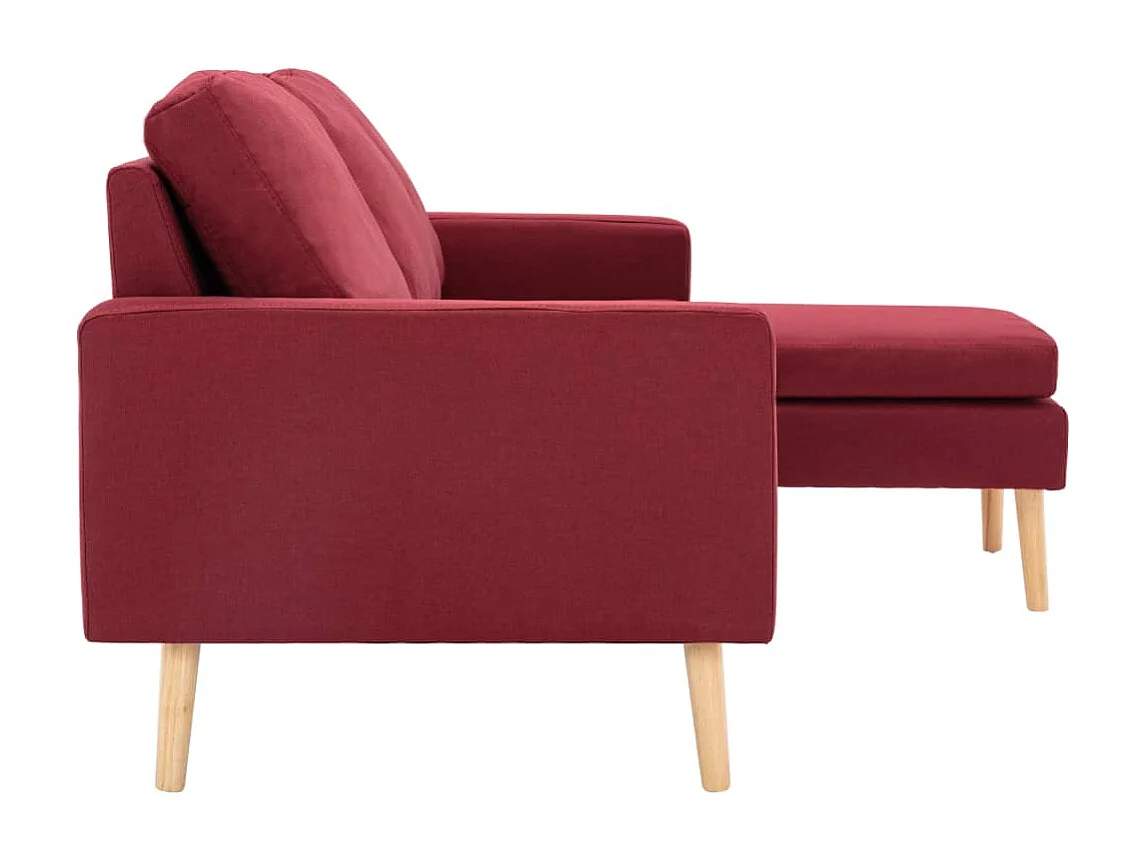 Canapé à 3 places avec repose-pied Rouge bordeaux Tissu