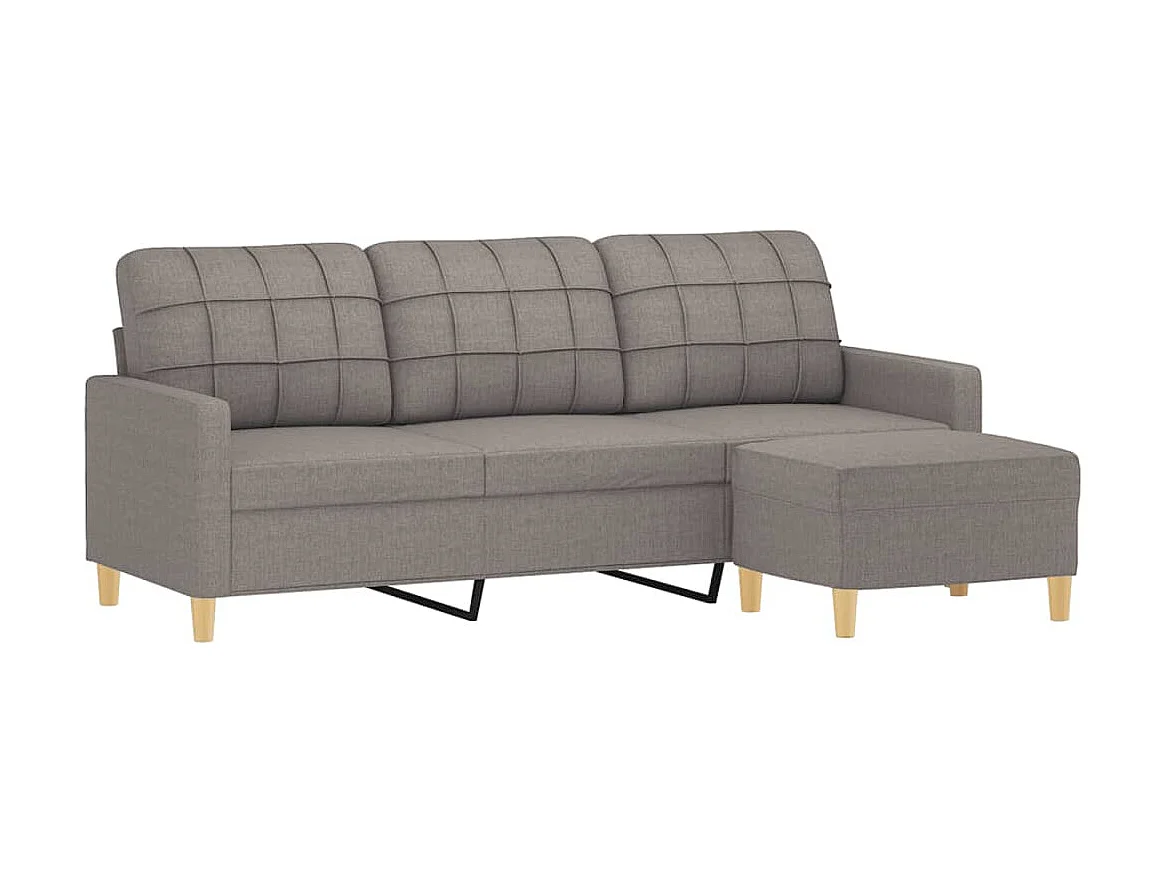 Canapé à 3 places avec repose-pieds Taupe 180 cm Tissu