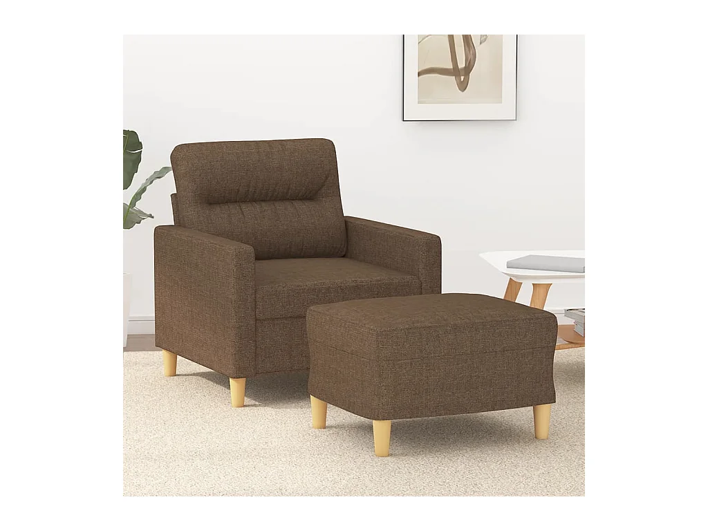 Fauteuil avec repose-pied Marron 60 cm Tissu