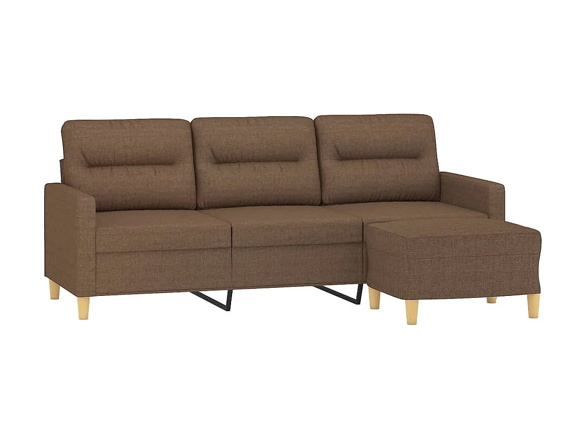 3-Sitzer-Sofa mit Hocker Braun 180 cm Stoff