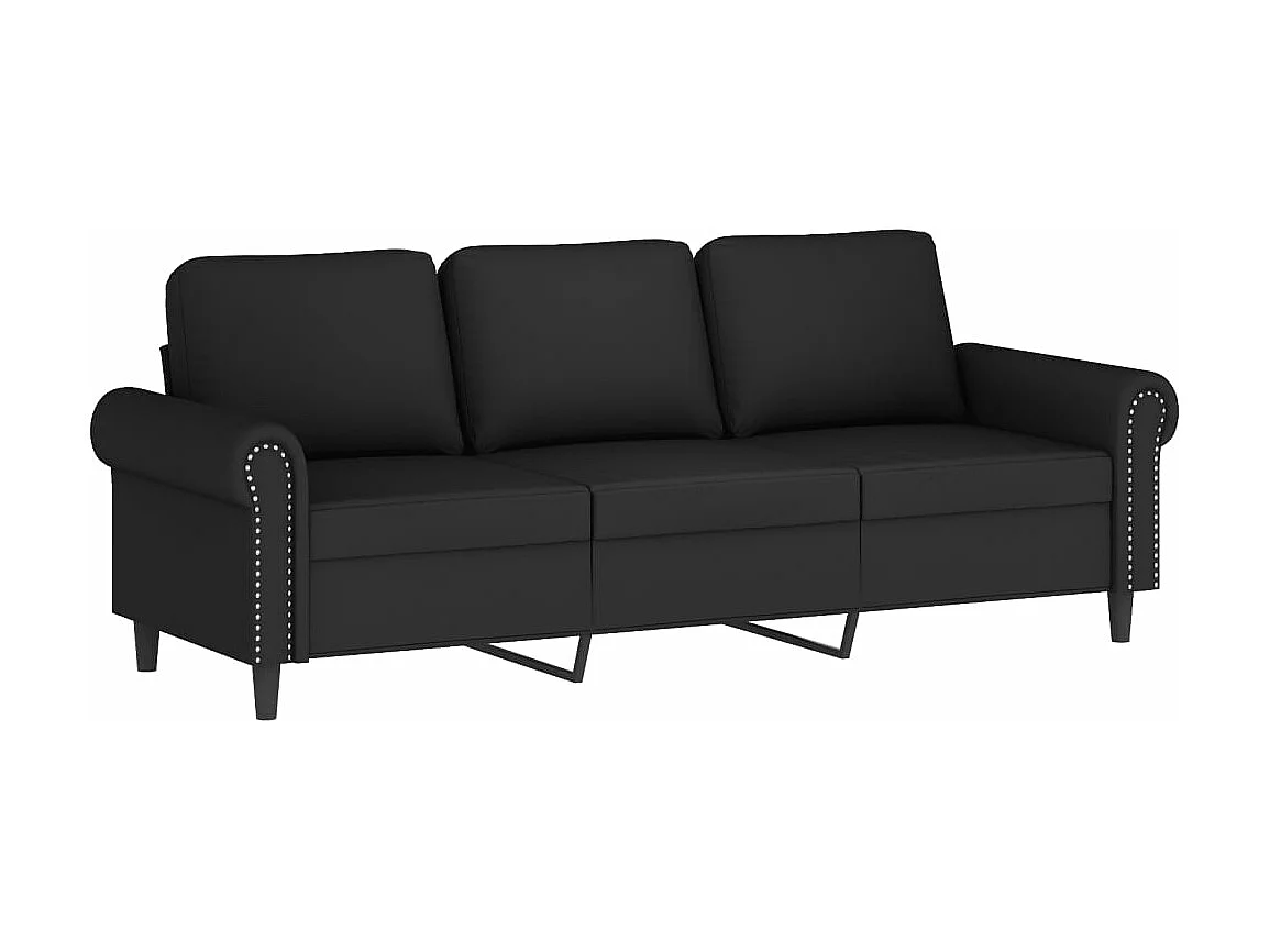 Sofá de 3 plazas con taburete de terciopelo negro 180 cm