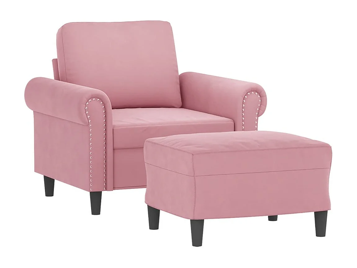 Fauteuil avec repose-pied Rose 60 cm Velours