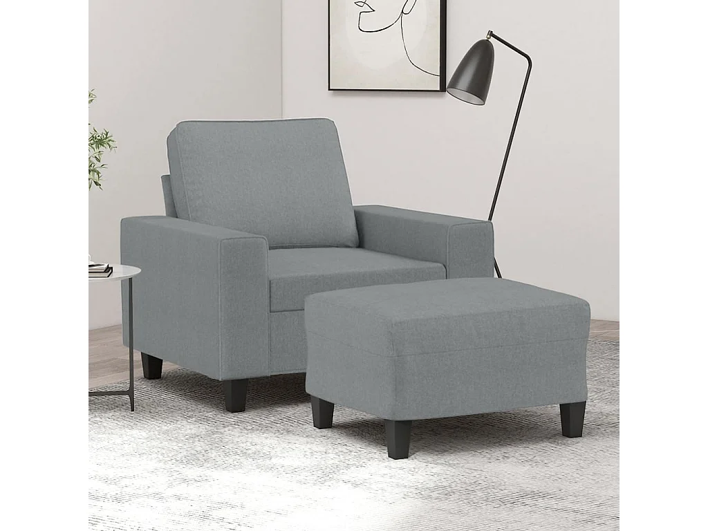 Fauteuil avec repose-pied Gris clair 60 cm Tissu