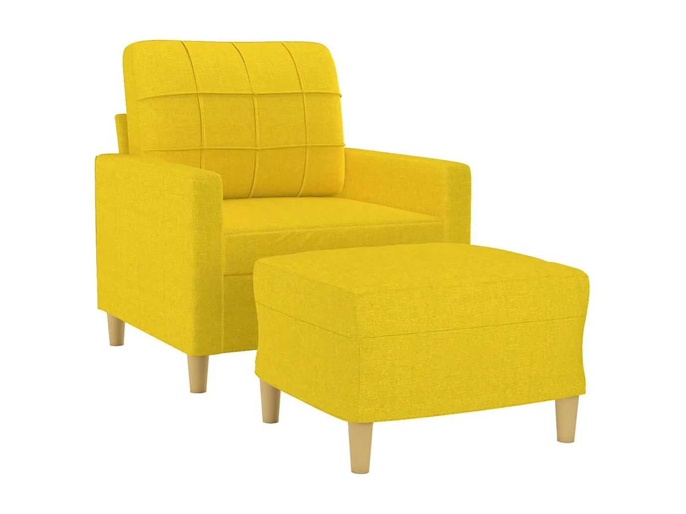 Fauteuil avec repose-pied Jaune clair 60 cm Tissu