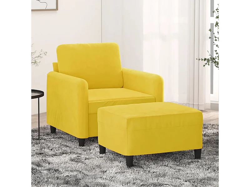 Poltrona con Poggiapiedi Giallo 60 cm in Velluto