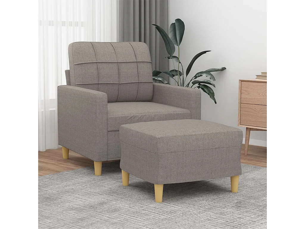 Fauteuil avec repose-pied Taupe 60 cm Tissu