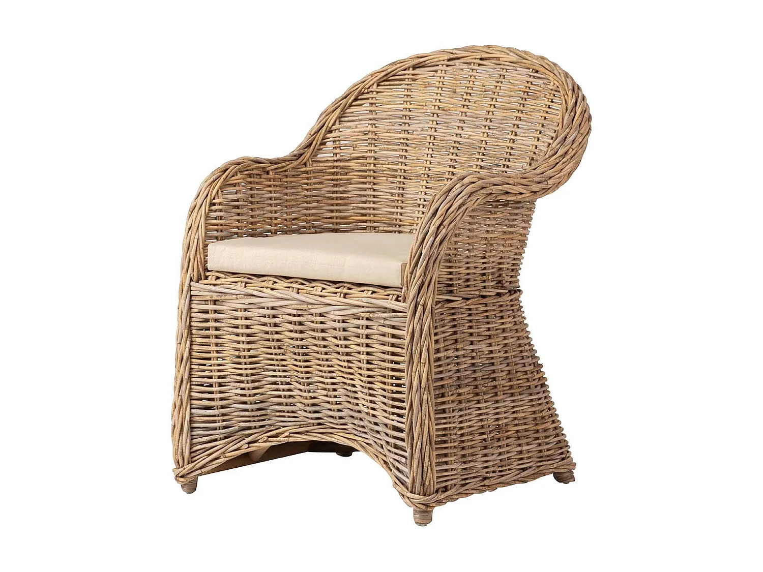 Butaca Con Cojin Beige Ratan Natural 60x57x85 Cm